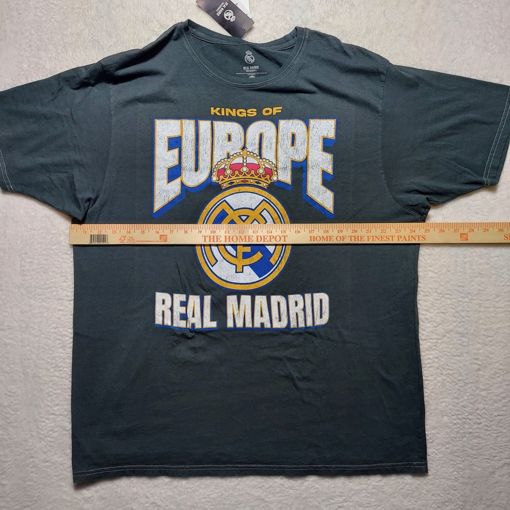 Real Madrid T-Shirt Men 2XL Grey New Kings of Europe Graphic Soccer Tee - Picture 3 of 9
